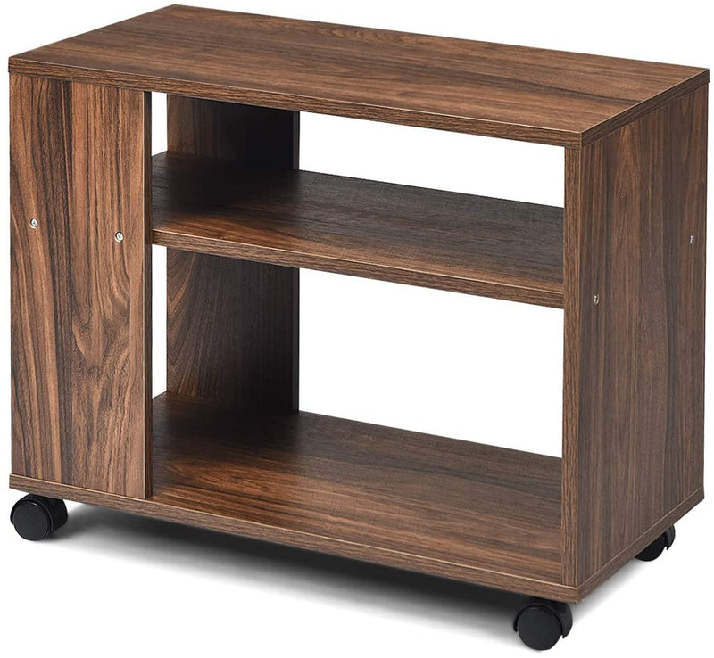 3-etage bijzettafel met plank voor opslag, bijzettafel met wielen voor kleine ruimtes,