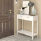 Console tafel,  met 2 lades en onderplank,   Ingangstafel met Massief houten poten