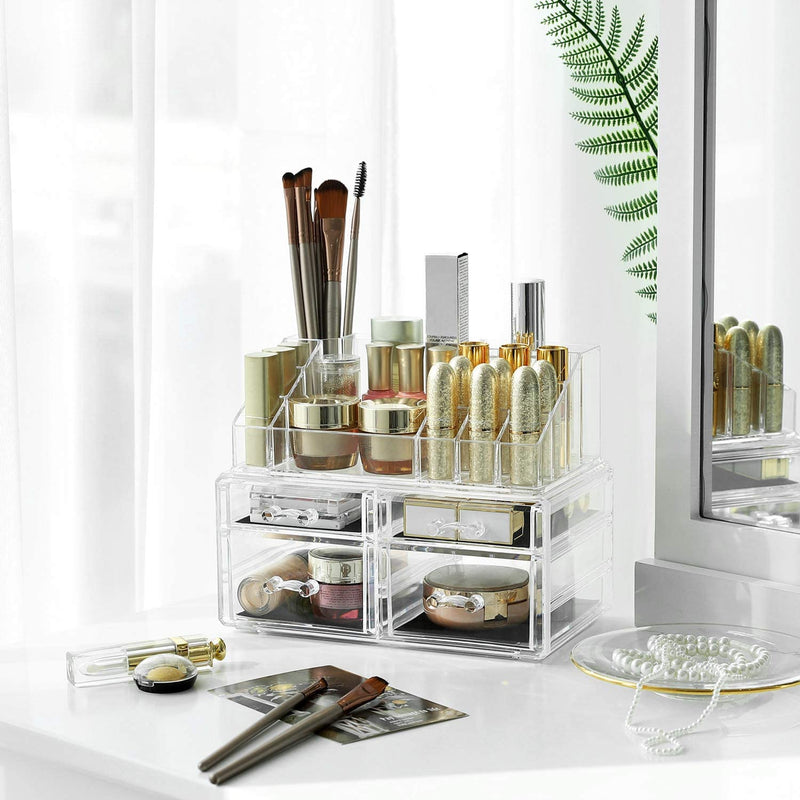 Acryl cosmetica opslag opslag organisator uit met 4 lades opslag in de badkamer in de slaapkamer van lippenstift sieraden nagellak naaigaren JKA005TP