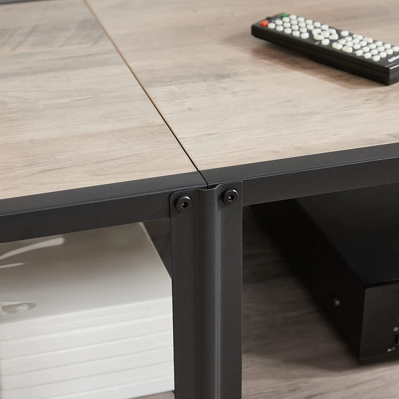 TV-meubel, TV-tafel, lowboard voor TV's tot 60 inch, TV-meubel met planken, stalen frame, , Grijs-black LTV094B02