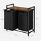wasmand, wassorteerder met plank en uittrekbare zakken, wasorganizer, metalen frame, 2 Oxford-stoffen afneembare zakken, rustieke bruin en zwart