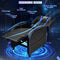 Gaming leunstoel fauteuil, PU lederen enkele leunstoel relaxstoel, verstelbare moderne woonkamer ligstoel, televisiestoel met voetsteun en lumbaal kussen, thuisbioscoop zittingen (Blauw)