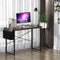 Bureau, computer bureau, 102cm computertafel, PC tafel, bureautafel, kantoortafel met zij-opslagzak, industriële PC-bureau, zwart metalen frame, ideaal voor thuis en op kantoor