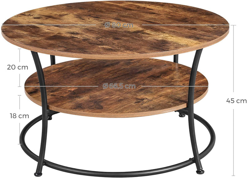 salontafel rond, Metaal, Industrieel ontwerp, vintage bruin-zwart LCT80BX