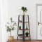 Hoekrek, staand rek, boekenkast met 4 planken, ladder-rek, stabiel stalen frame voor woonkamer, kantoor, ruimtebesparend, vintage EBF41CJ01