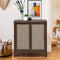 Houten kast met schuifdeur, moderne opbergkast, , stapelbare dressoir opbergkast walnoot