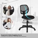 bureaustoel, hoge computerstoel met lendensteun, verstelbare voetsteun ring, ergonomische draaistoel zonder armleuning, staande bureaustoel voor thuis & kantoor