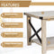 Rustieke salontafel, koffietafel cocktailtafel met opbergrek,  (Grijs)