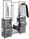 Stoffen ladekast dressoir met kleding stang schoenenrek, multifunctionele dressoir opbergtoren met 8 stoffen laden, metalen frame, opslag organisator voor kast hal slaapkamer woonkamer