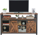 TV-kast, TV-tafel met 2 schuifdeuren,  tot 60 inch, TV-kast met verstelbare schappen, industrieel ontwerp, vintage bruin-zwart LTV46BX
