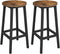 barkruk, set van 2 barstoelen, keukenstoelen met stevig stalen frame, hoogte 65 cm, rond, eenvoudig te monteren, industriële stijl, vintage bruin-zwart LBC32X