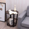 Ronde bijzettafel, 2-laags accent tafel met houten tafelblad ,eenvoudige montage (Donkerbruin)