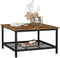 Salontafel, salontafel, gemaakt van staal, met rasterplank, vierkant, industrieel ontwerp, voor woonkamer, vintage bruin-zwart LCT065B01