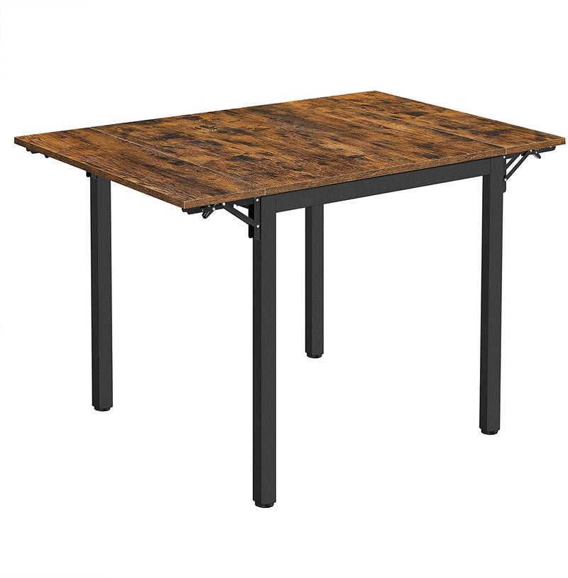 Eettafel, inklapbare keukentafel voor 2-4 personen, voor kleine ruimtes, vintage bruin-zwart KDT077B01