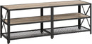 TV-meubel, TV-tafel, lowboard voor TV's tot 60 inch, TV-meubel met planken, stalen frame, , Grijs-black LTV094B02