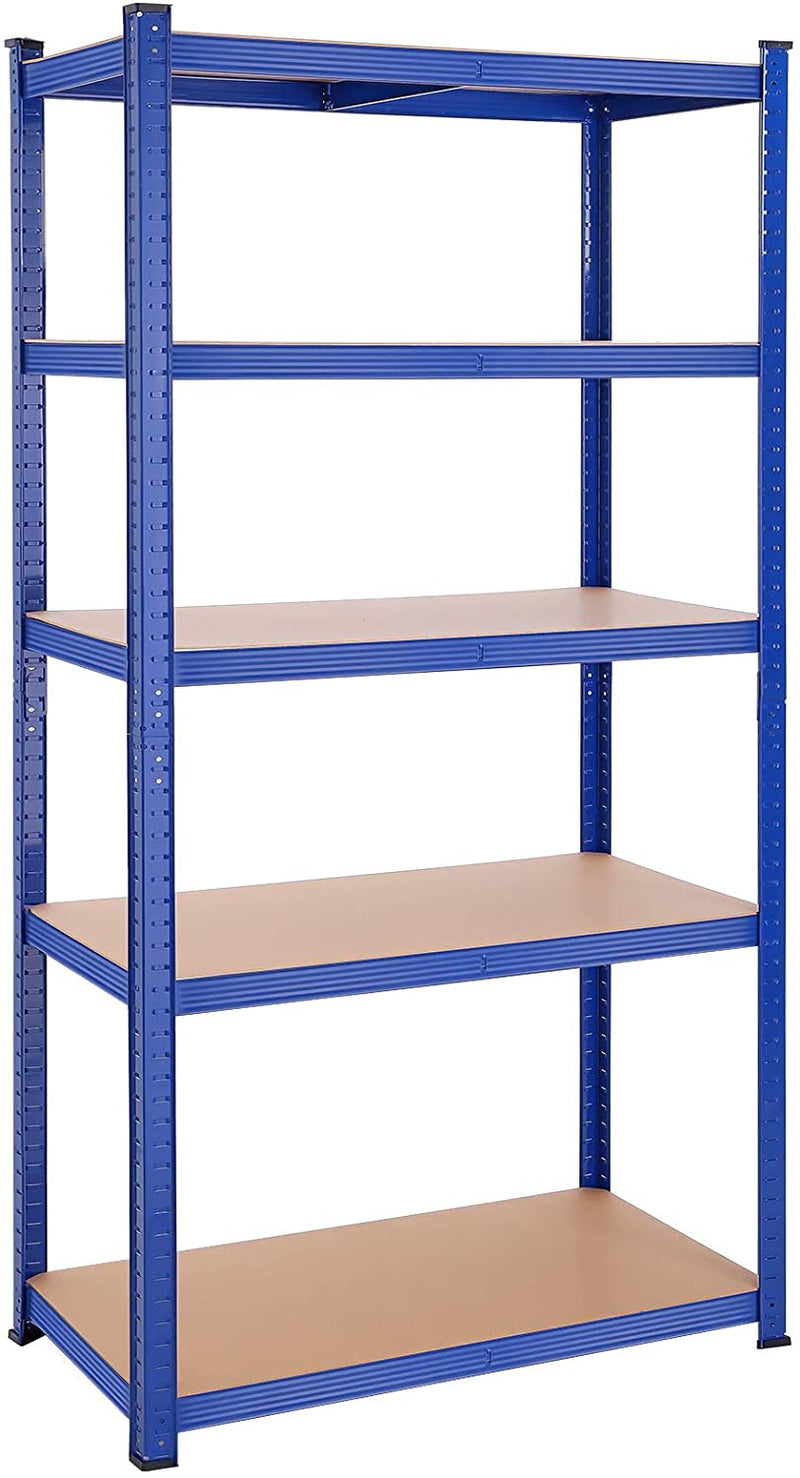 Magazijnrek, rek voor zware belasting, kelderrek, 200 x 100 x 50 cm, tot 875 kg belastbaar, 5 verstelbare planken, plank van metaal, steekrek, werkplaatsrek, blauw GLR050Q01