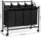 Wasmand met 4 vakken, wassorteerder, wasverzamelaar, met wielen, afneembare zakken, speelgoedopslag, 4 x 35 liter, zwart LSF005