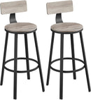 barkruk, set van 2, barkrukken, keukenstoelen met metalen frame, zithoogte 73 cm, eenvoudige montage, industrieel ontwerp, grijs-zwart LBC026B0