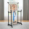 Rolbare Kledingrek, dubbele stangen Inhoogte verstelbaar kledingrek, draagbare kledingrek met wielen, 86 x 43 x 168cm