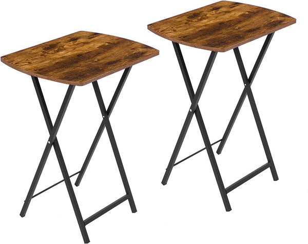 Bijzettafels, 2-delige set, eettafel voor eten, laptoptafel, industrieel, kleine nachtkastje, rustieke bruin EBF17BZP201