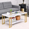 Moderne rechthoekige salontafel, kunst marmeren accent tafel cocktailtafel met metalen poten,  salontafel marmerlook, 100 x 49,5 x 45 cm