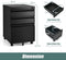 3 Lades verrijdbare archiefkast met slot, mobiele archiefkast met 2 sleutels en handgrepen, 40 x 50 x 64,5 cm (Zwart)