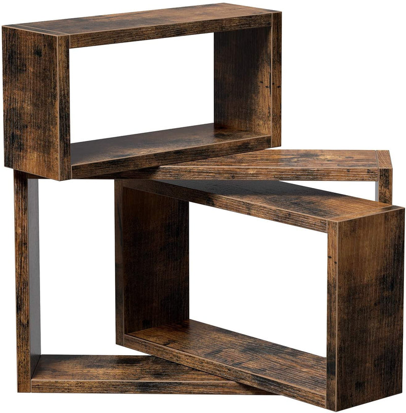 wandplanken, set van 3, kubusplanken, lengte 40/35/30 cm,  bruin LWS094X01