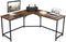 Bureau hoekbureau, L-vormig computerbureau,  eenvoudige montage, industrieel ontwerp, vintage bruin-zwart LWD73X