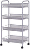 Serveerwagen met 4 lagen, keukentrolley gemaakt van ijzer, opbergtrolley met flexibele wielen en planken, multifunctionele trolley voor badkamer, keuken, eetkamer, kantoor (Grijs)