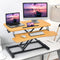 Zit-sta werkstation, zit-sta bureauconverter, in hoogte verstelbare staande bureau verhoger met grote tafelblad 80 x 40cm,ergonomisch bureau, (Natuurlijk)