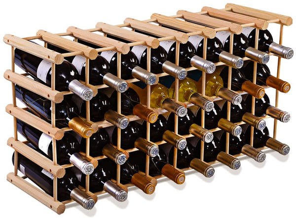 Houten Wijnrek, Vrijstaande wijnfles houder, 40 Flessen display Capaciteit, 85 x 44 x 24cm