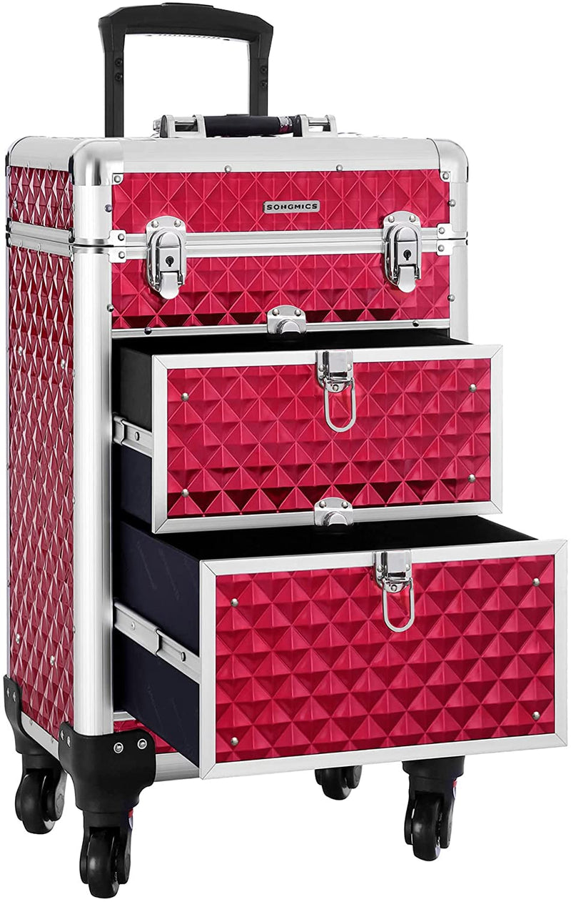 Trolley Cosmetische Hoes, Aluminium make-uphoes, schoonheidskoffer, rood JHZ08RD
