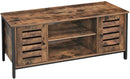 TV-tafel, lowboard met 2 kasten en 2 legplanken, woonkamer, lamellendeuren, industrieel ontwerp, vintage, donkerbruine LTV43BX