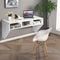 Muur gemonteerd  computerbureau, hout PC werken studietafel computertafel bureau met 3 opbergplanken voor slaapkamer, woonkamer, 108 x 53 x 52cm (Wit)