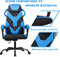 gamingstoel met wielen, racestoel met armleuning, verstelbare rugleuning, hoofdsteun en lendekussen, grote racestoelen met hoge rugleuning en verbrede verdikte zitting (Blauw)