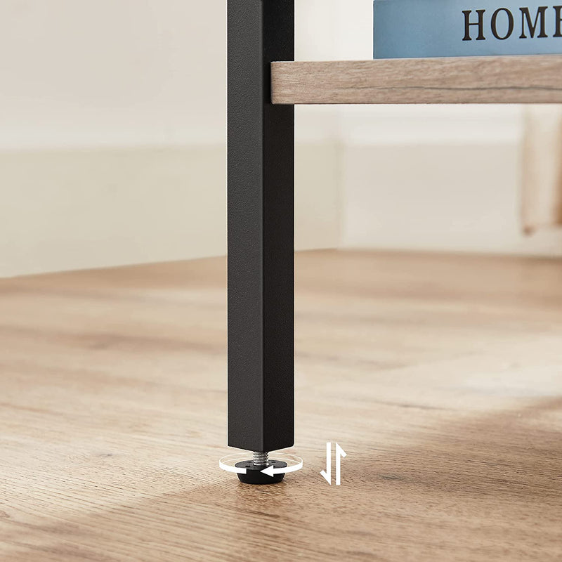 Nachtkastje, nachtkastje, hoog, met één lade en 2 legplanken, ruimtebesparend, industriële stijl, grijs-zwart LET502B02