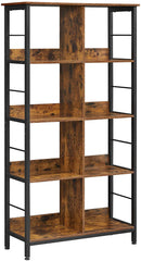 boekenkast,  met 8 vakken,  80 x 33 x 149 cm, industrieel ontwerp, vintage bruin-zwart