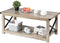 Rustieke salontafel, koffietafel cocktailtafel met opbergrek,  (Grijs)