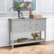 Console tafel, houten gang tafel met 2 laden en 2 opbergkasten, consoletafel met onderste plank, , 116,5 x 38 x 86,5 cm (Grijs)