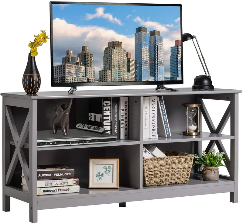 tv-meubel, tv-tafel tv-kast tv-plank, voor TV's tot 55 inch, 3-laags  120 x 41 x 60 cm (Grijs)