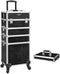 Trolley Cosmetische Hoes, Aluminium make-uphoes, schoonheidskoffer, zwart JHZ06B