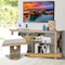 TV-tafel,120 cm  3 laags industriële tv-meubel met open planken, stevig X-stijl frame, handig kabelbeheer gaatje, boerenhuis tv-kast tv-plank tv-standaard,  120 x 40 x 60 cm (Grijs)