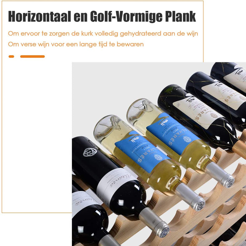 wijnrek, 72 fles capaciteit wijnopslag rek, Stapelbare  vrijstaande dennenhout vloer wijnopslag houder, Wijn Display planken, wiebel-vrij