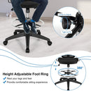 Hoge bureaustoel, gaas rugleuning met verstelbare voetring en armleuningen, verstelbare hoogte bureaustoel met wielen  (Zwart)