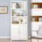 3-Planken boekenkast, staande boekenplank met dubbele deuren, opbergkast met 3 lagen , 74,5 x 35,5 x 181,5 cm (Wit)