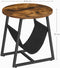 bijzettafel, ronde salontafel met opbergtas, voor woonkamer, slaapkamer, industrieel ontwerp, vintage bruin-zwart LET281B01