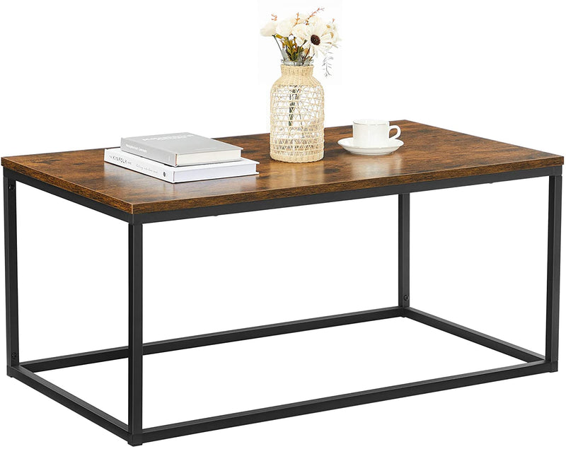Salontafel,  stalen frame, 100 x 55 x 45 cm, eenvoudige montage, , vintage bruin-zwart LCT052B01