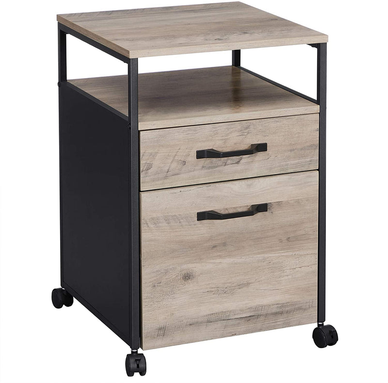 Archiefkast met 2 laden,  met wielen, rolcontainer,stalen frame, , grijs-zwart