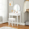 kaptafel met spiegel, make up tafel met 10 dimbare lampen,kruk, 5 laden, 70 x 40 x 134 cm, wit RDT151W01