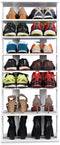 Schoenenrek, vrijstaande schoenenrek met 7 niveaus van verschillende hoogten, 45 x 26,5 x 110 cm, moderne opbergplank voor woonkamer kleedkamer gang (Wit)